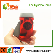 Fábrica feita sob encomenda botão Cell Powered Multi-color plástico ABS manivela 3 led Dynamo Torch